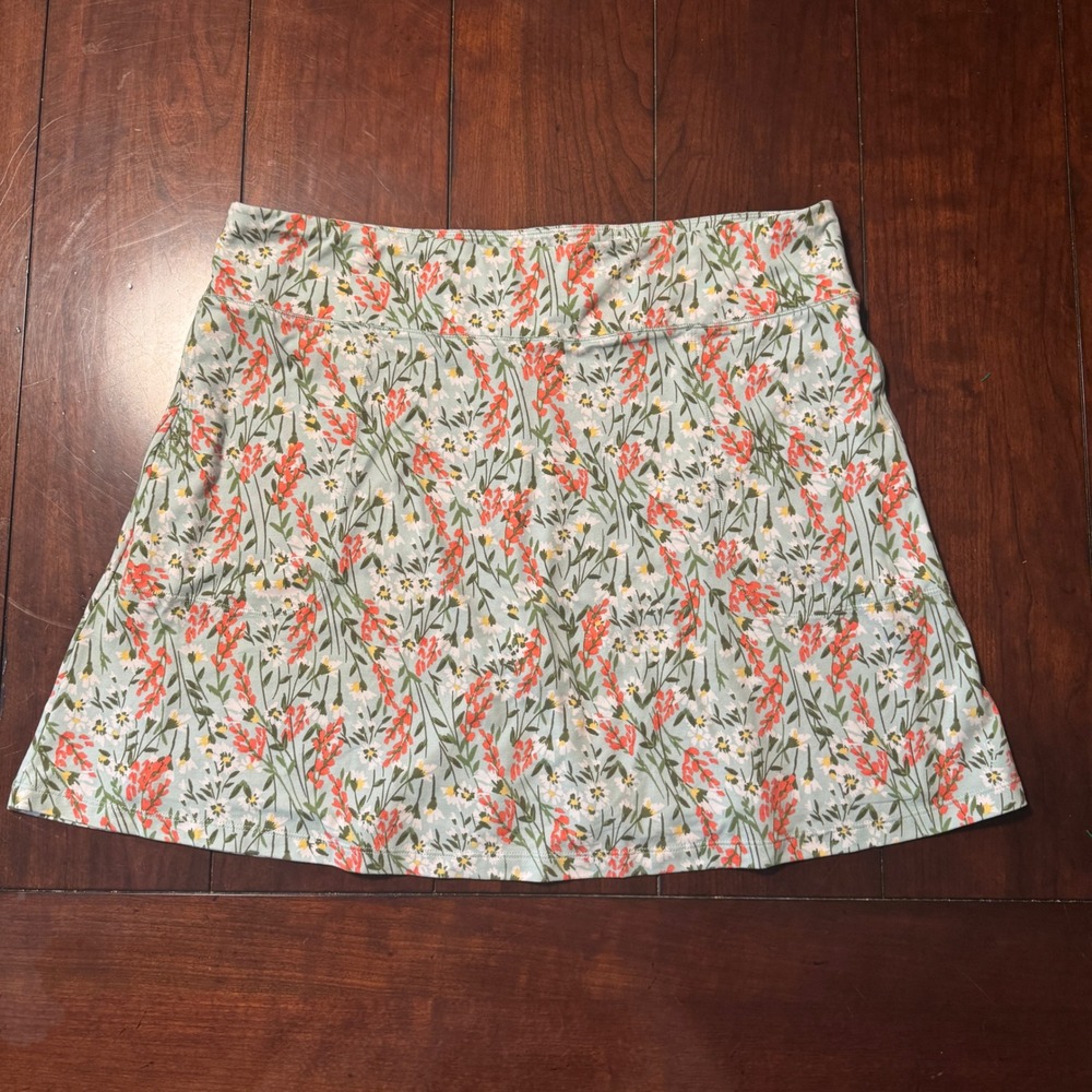 Cuddl Duds Floral Print Skort in White, Coral, Green
